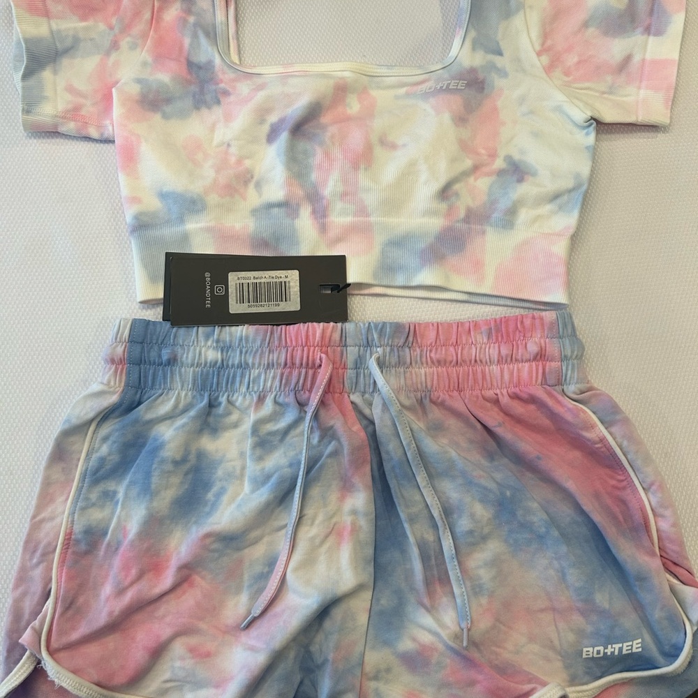 Bo+Tee Tie-Dye Crop Top and Shorts Set